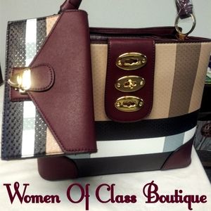 Maroon multicolored handbag